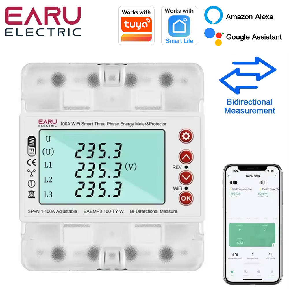 Energy Meter Bidirectional - Trójfazowy licznik energii AC380V Tuya WiFi,