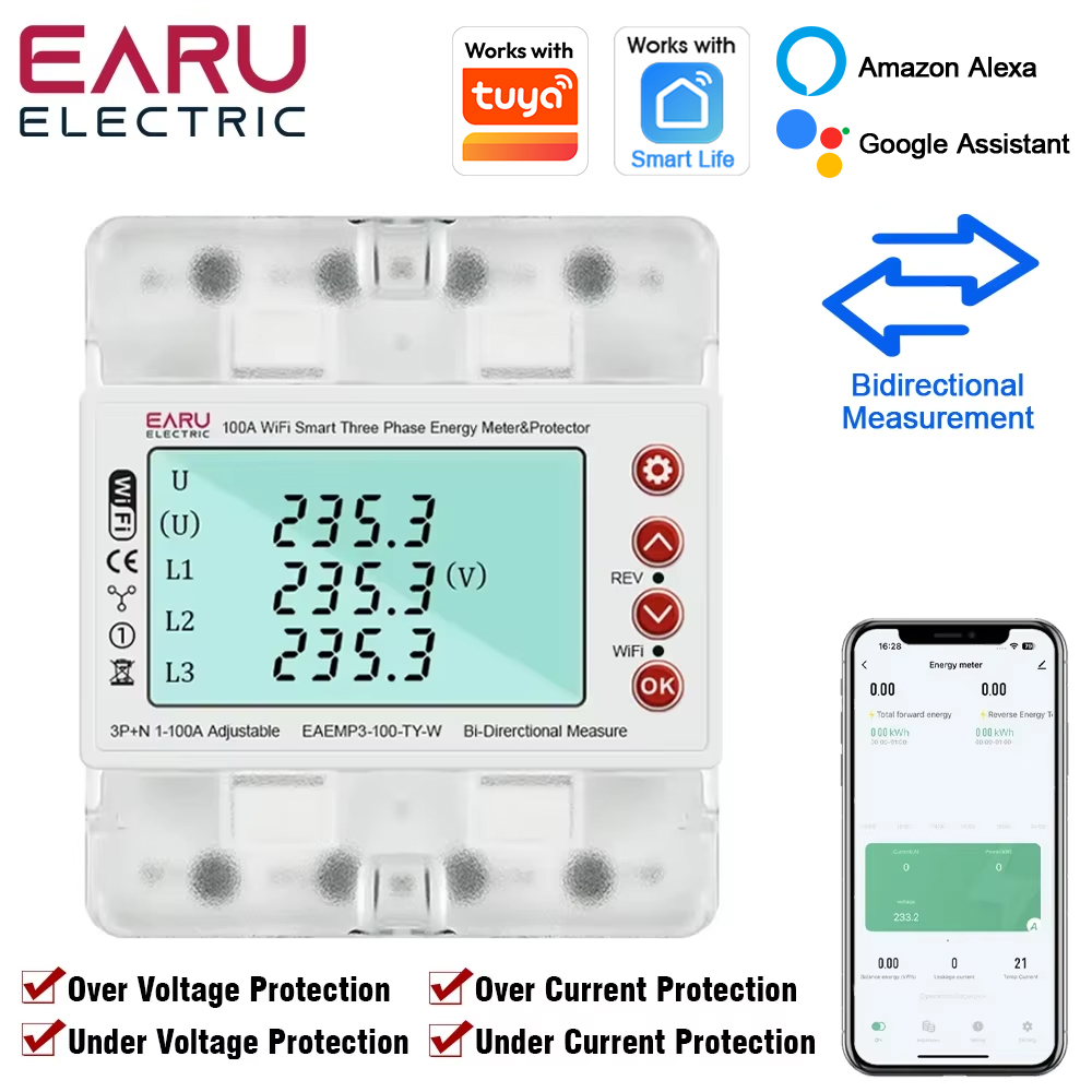 Energy Meter Bidirectional - Trójfazowy licznik energii elektrycznej EARU Tuya